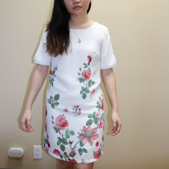 TOPSHOP White Dress with Floral Rose Detail - Picture 1 of 3